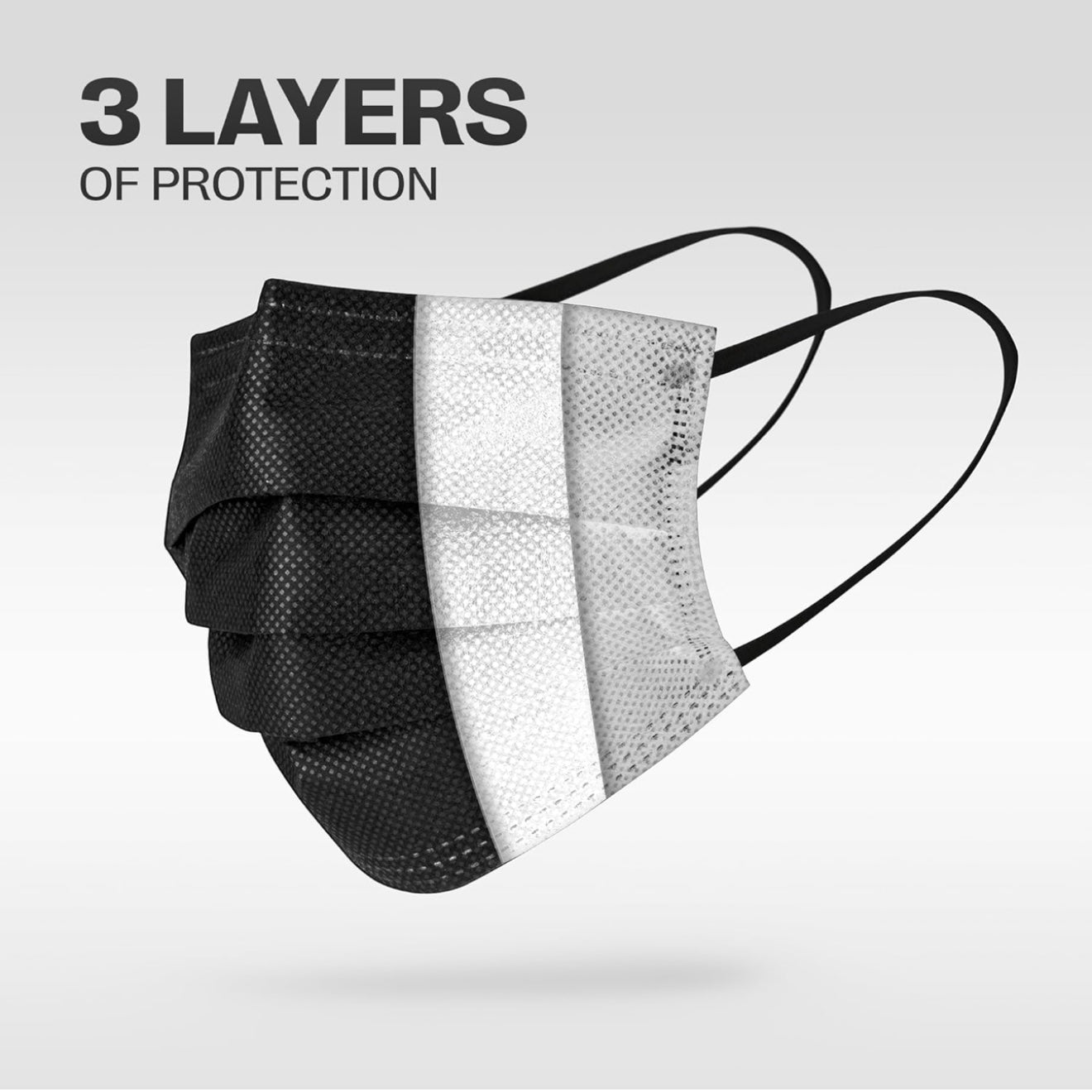 SURESAFE Premium Black Mask - Disposable Face Mask 100pcs