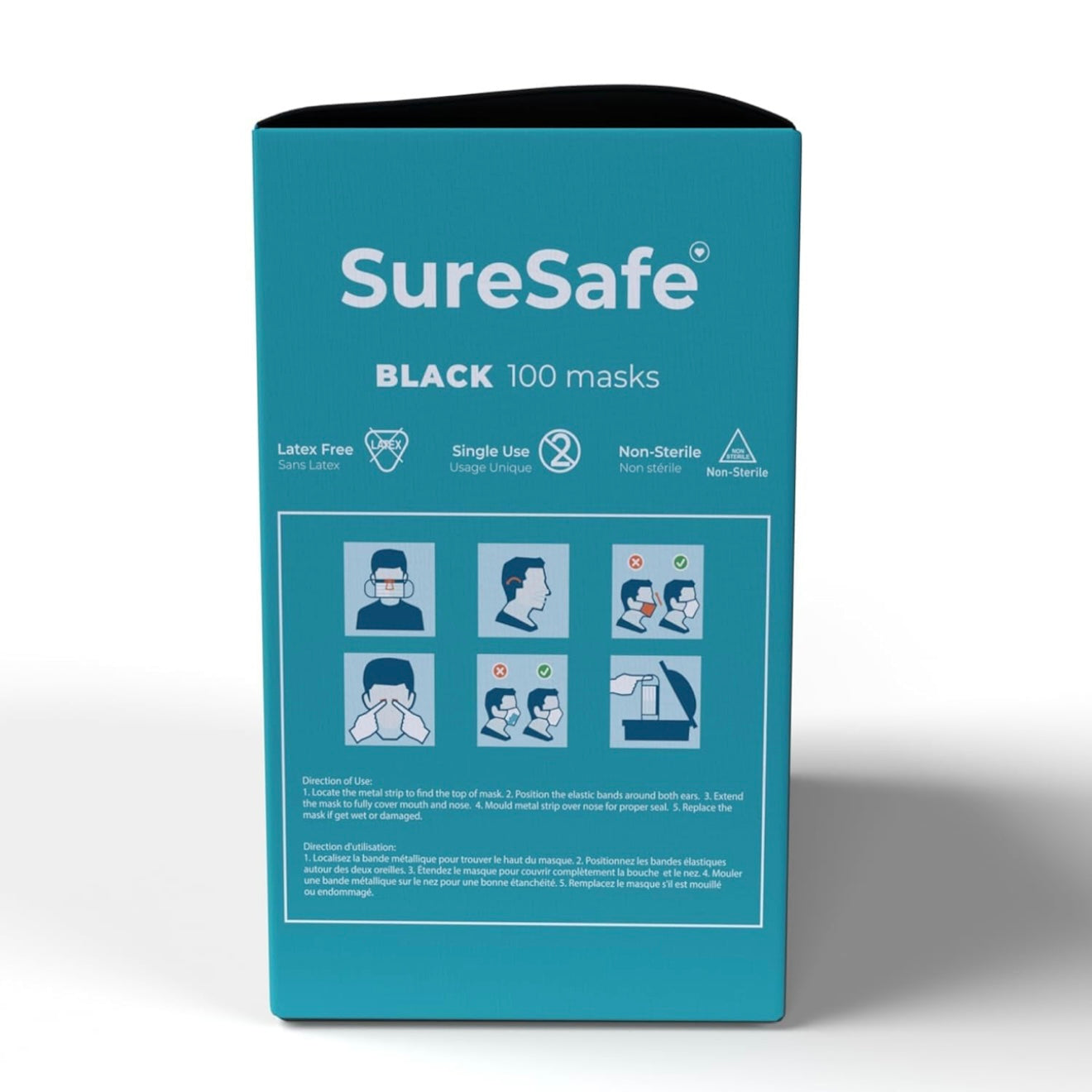 SURESAFE Premium Black Mask - Disposable Face Mask 100pcs