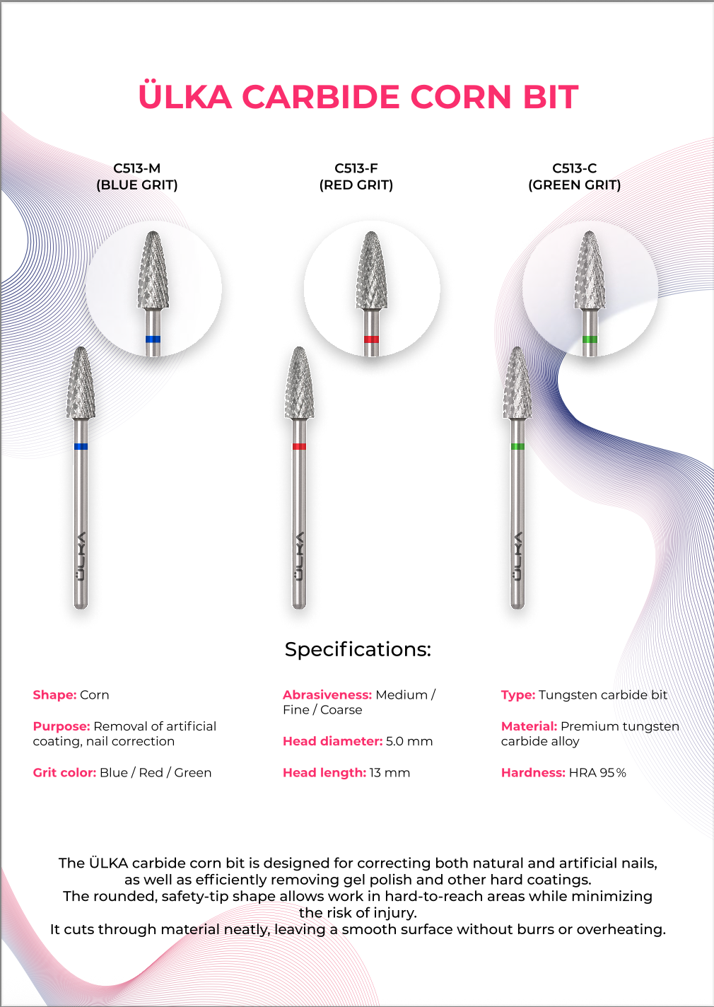 ÜLKA Carbide Bit Corn Green 5 / 13 mm (C513-C)