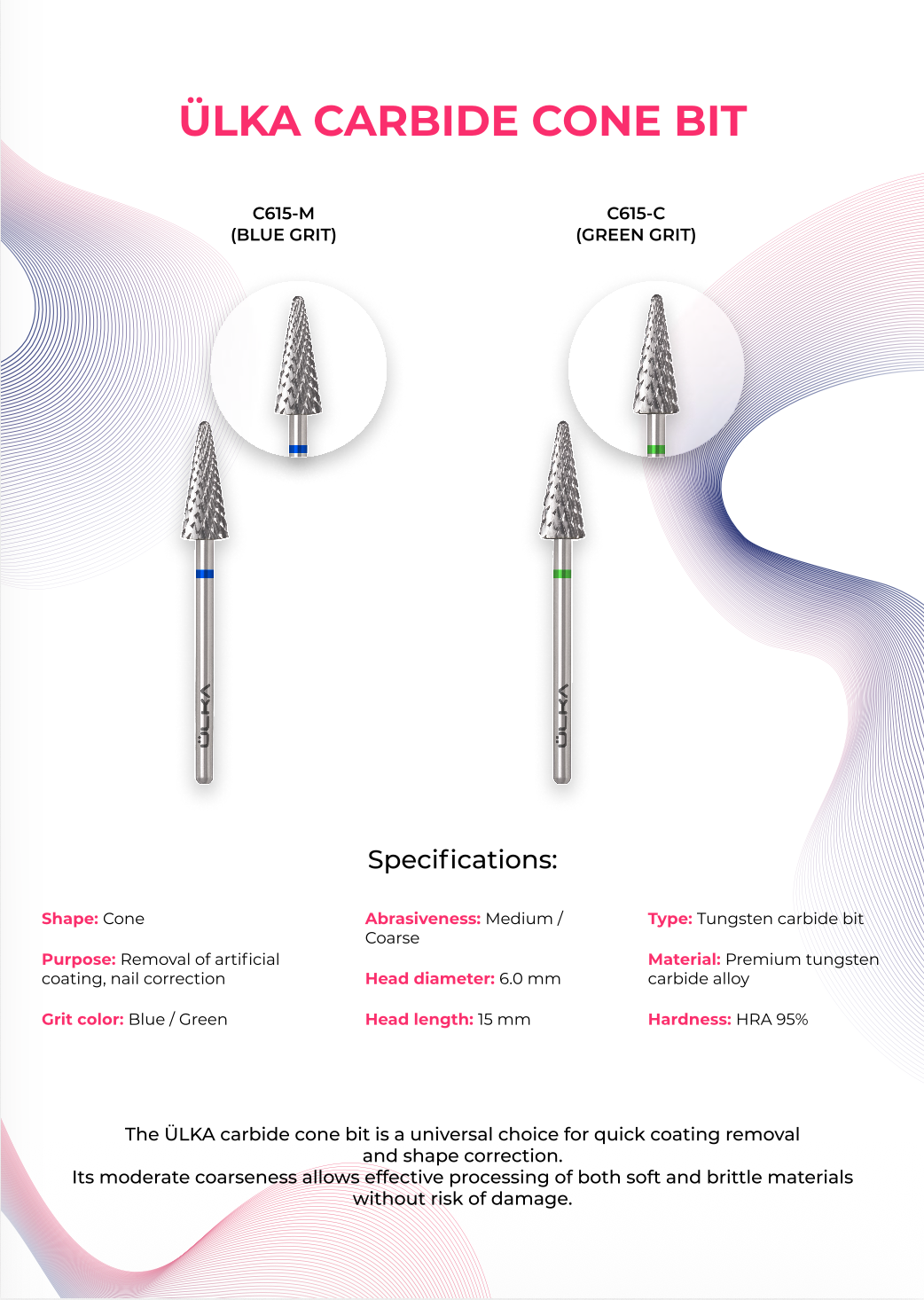 ÜLKA Carbide Bit Cone Blue 6 / 15 mm (C615-M)