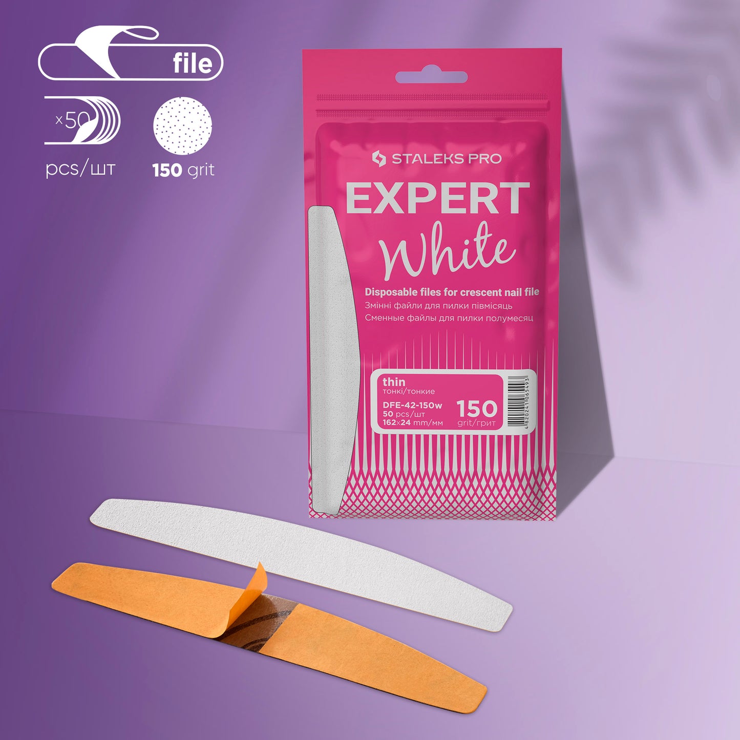 CRESCENT FILES - THIN - STALEKS PRO EXPERT-42 (100, 150, 180 240 grit - 50 PCS/PACK)