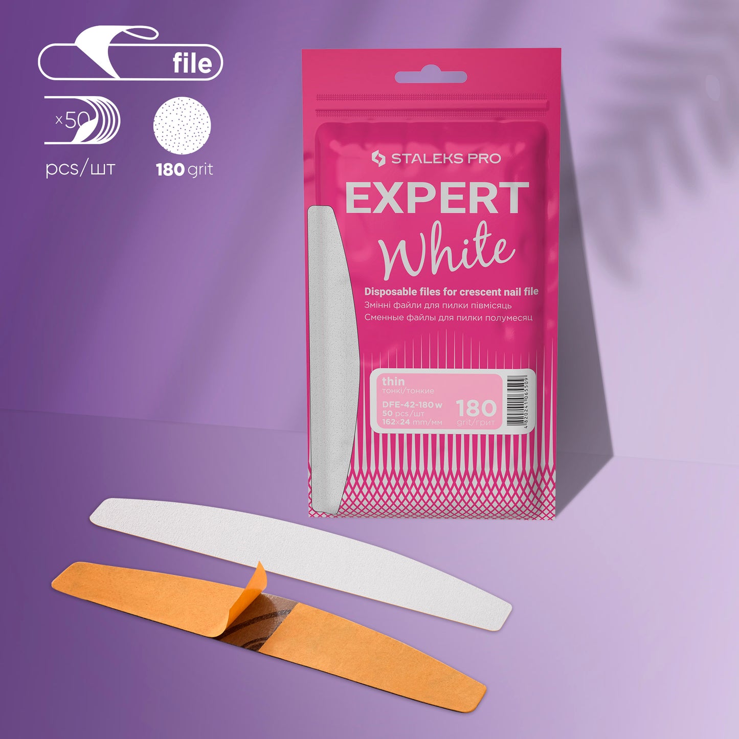 CRESCENT FILES - THIN - STALEKS PRO EXPERT-42 (100, 150, 180 240 grit - 50 PCS/PACK)