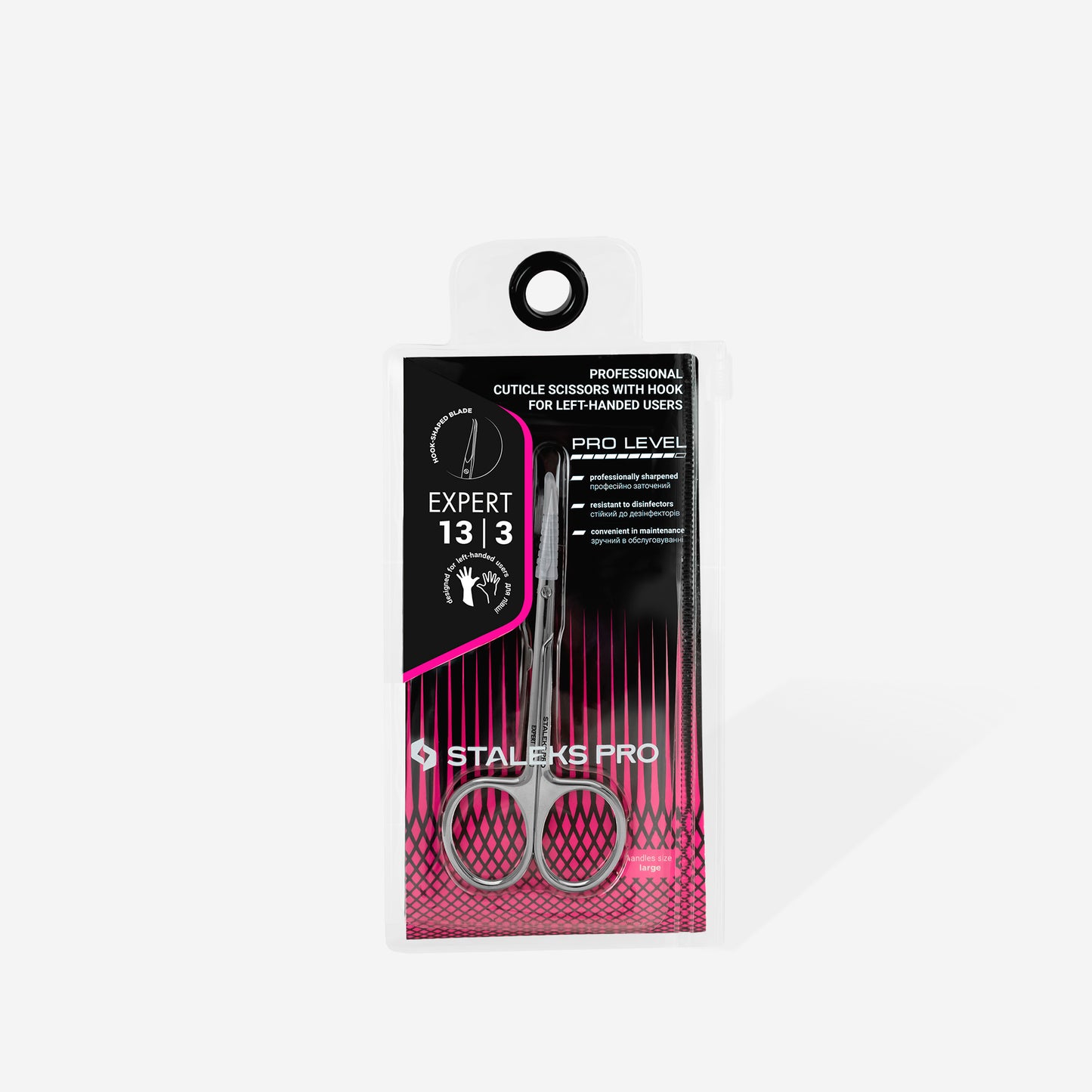 PROFESSIONAL CUTICLE SCISSORS LEFT-HANDED WITH HOOK EXPERT 13 TYPE 3