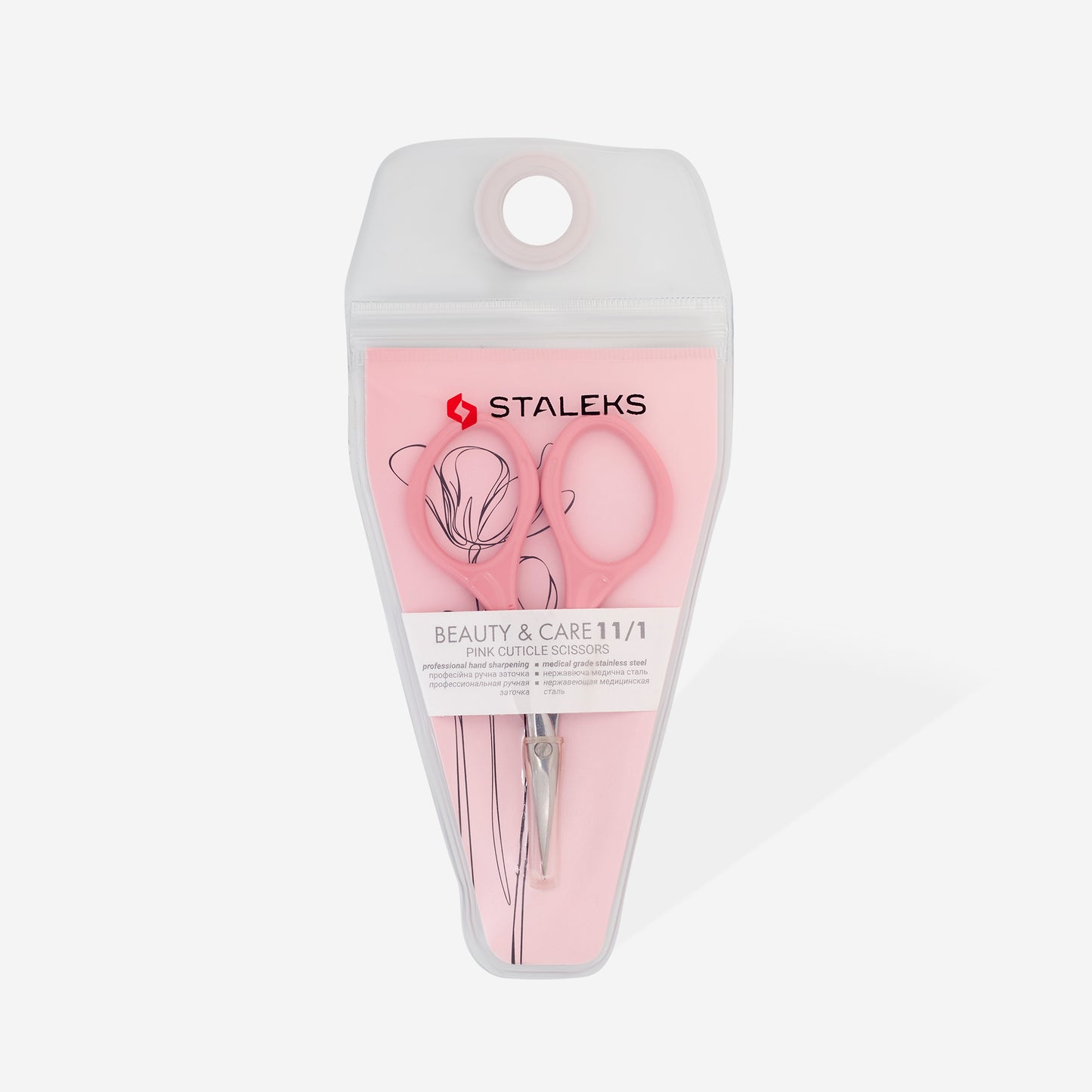 Pink cuticle scissors BEAUTY & CARE 11 TYPE 1