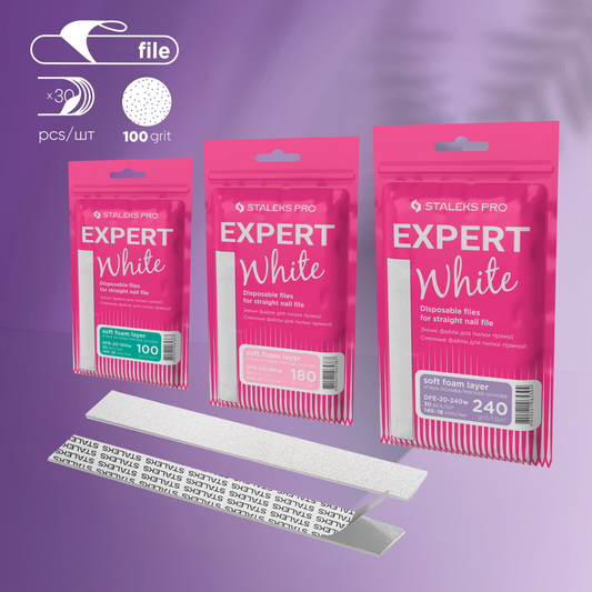WHITE DISPOSABLE FILES FOR STRAIGHT NAIL FILE (SOFT BASE) ALL GRITS