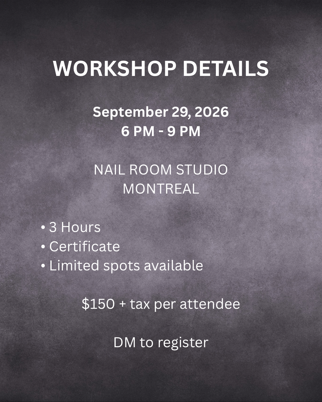 NAIL SALON 3 in 1 WORKSHOP DAY