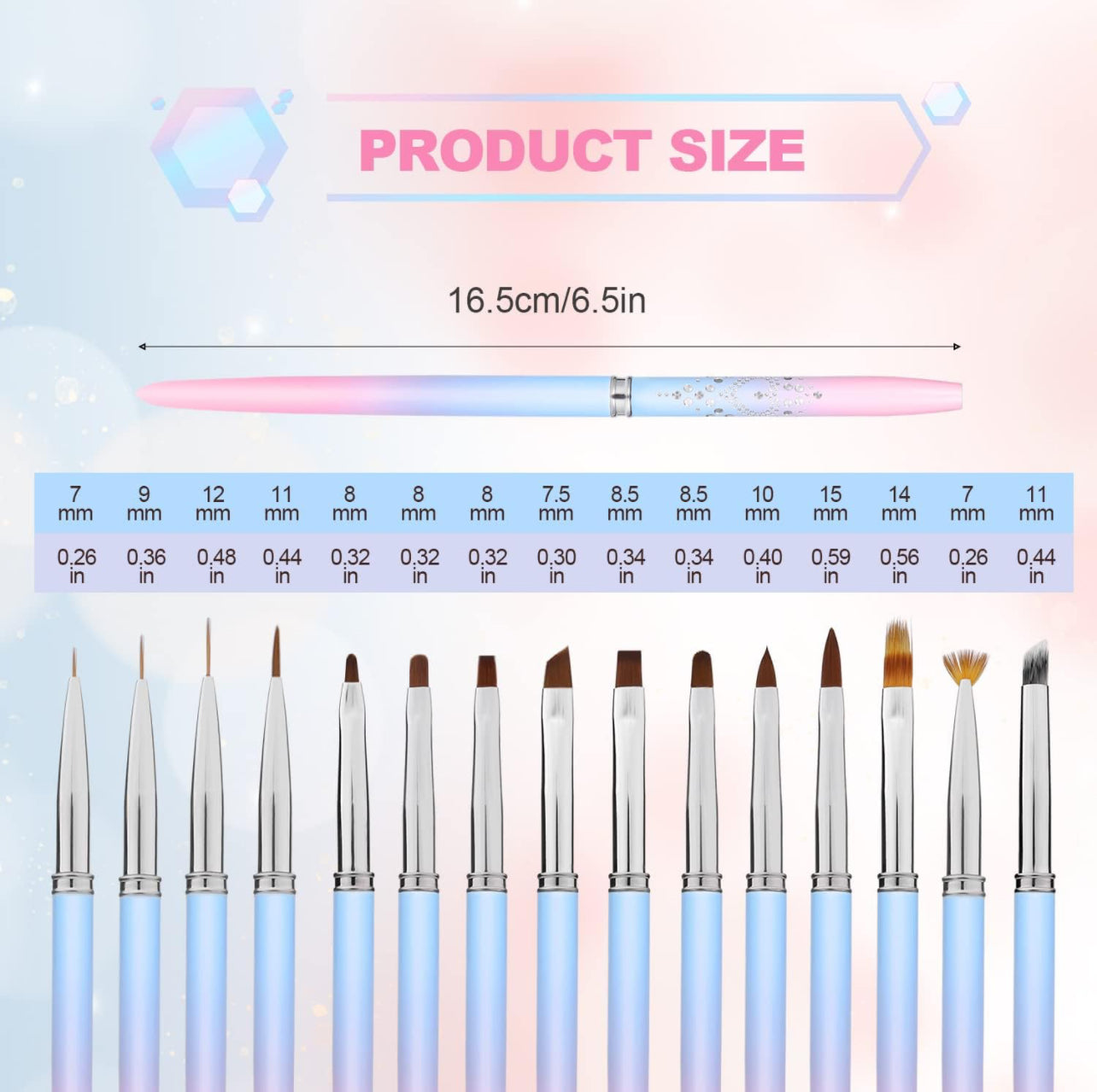 Nail Art Brush Set 15 pcs