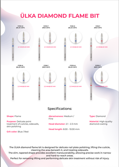 ÜLKA Diamond Bit FLAME Red 2.3 mm (F238-F)