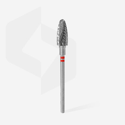 Carbide nail drill bit for left-handed users, “corn”, red, diameter 6 mm / working part 14 mm